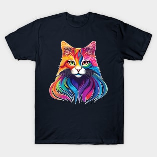 Cat Portrait Rainbow Colors T-Shirt